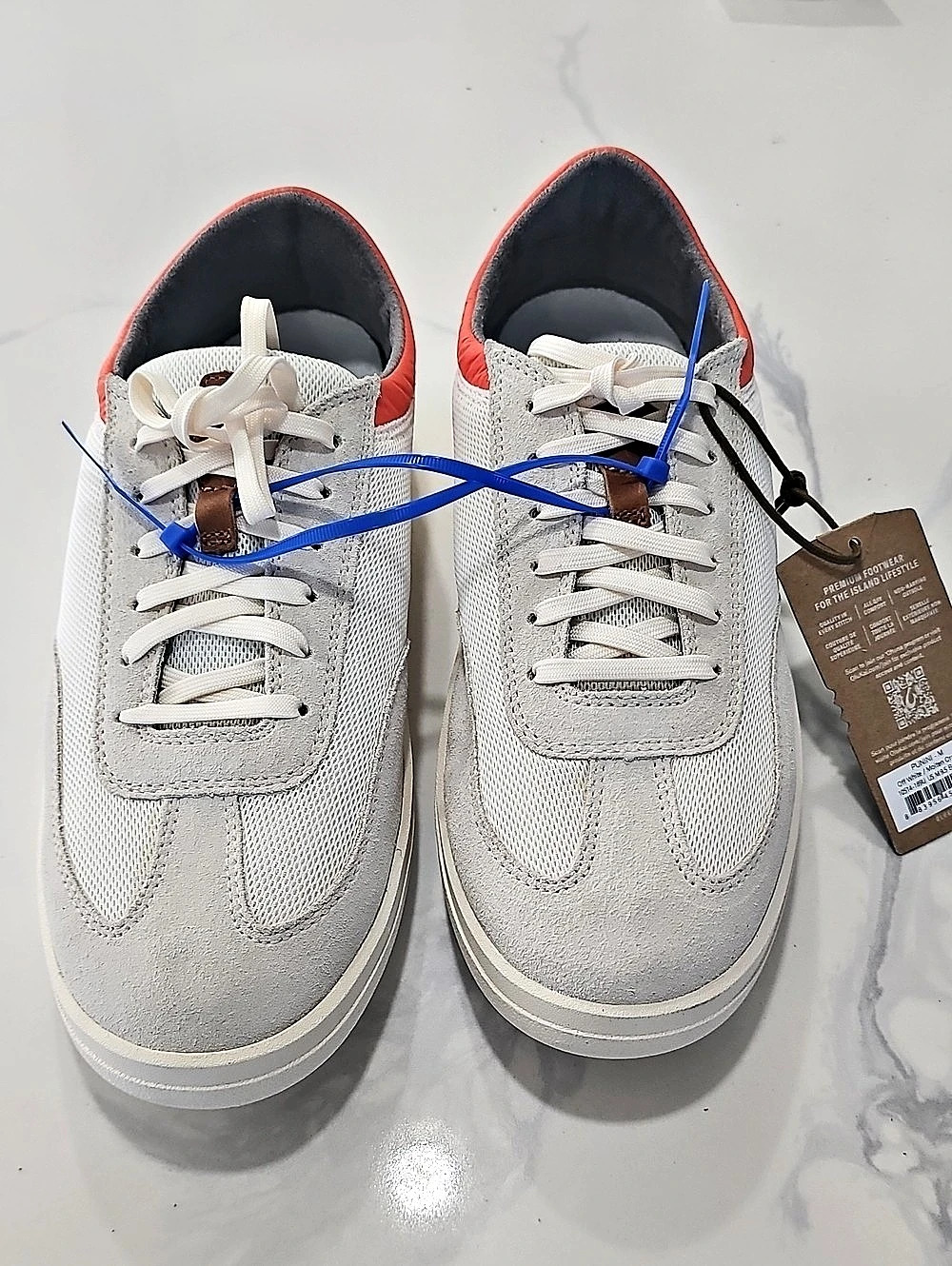 Olukai Punini Men's White & Orange US 9.5 NWT